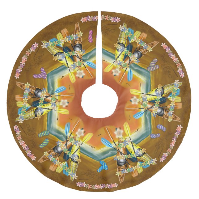 Kajak Weihnachtsbaum tropischen Strand Kajaks Polyester Weihnachtsbaumdecke (Vorderseite)