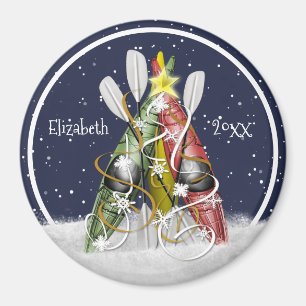 Kajak Weihnachtsbaum Winterkayaking Paddeln Magnet