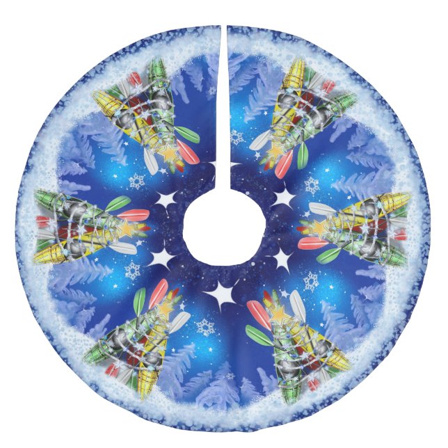 Kajak Weihnachtsbaum Winterkayaks Paddel Polyester Weihnachtsbaumdecke (Vorderseite)