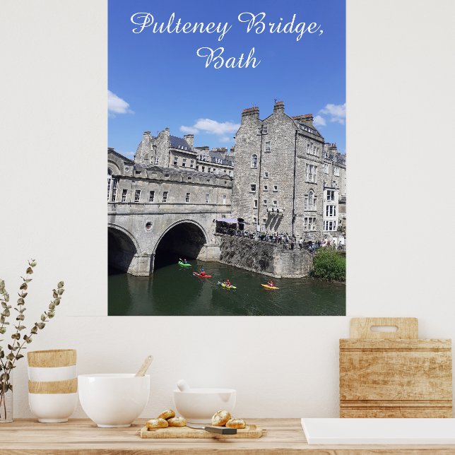 Kajakers at Pulteney Bridge, Bath, Großbritannien Poster (Küche)