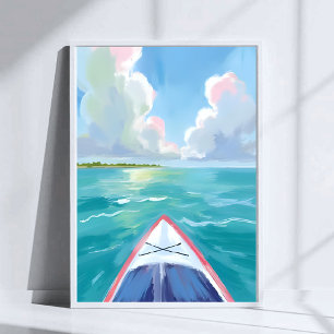 Kajakfahren Aquarell See Malerei Poster
