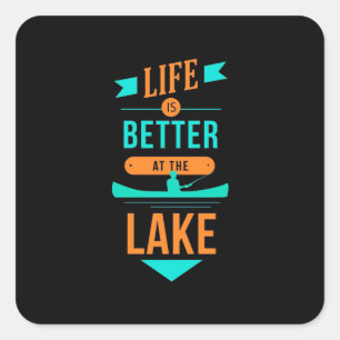 Kajakfahren ist am See besser Quadratischer Aufkleber