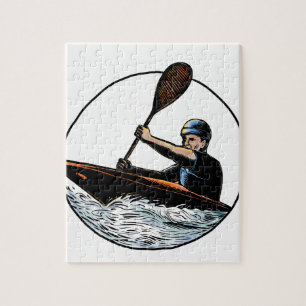 Kajakpaddler-Kanu Scratchboard Puzzle