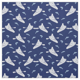 Kajaks und Fischfangflotte Blau und Weiß Gemustert Stoff