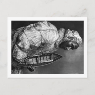 Kajakschuh mit wasserfester Jacke mit Spielzeugboo Postkarte