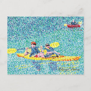 Kajakszene Pointillismus, von Cheryl Paton, Postka Postkarte
