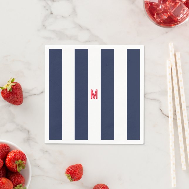 Kajana Strip und Personalisiert Red Monogram Serviette (Beispiel)