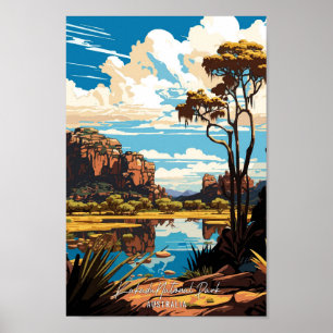Kakadu Australia Art Vintage Travel Illustration Poster