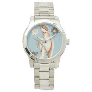 Kakadu und Blume Armbanduhr