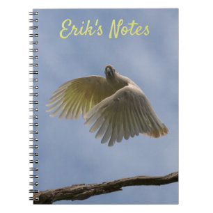 Kakadu-Vogel-Papagei fliegt im Himmel Notizbuch Notizblock