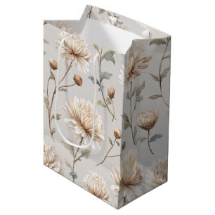 Kakao-Braun-Creme-Blumen-Brautjungfernparty Mittlere Geschenktüte