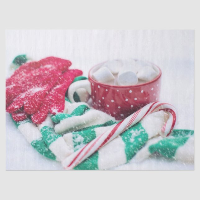 Kakao | Candy Cane | Scarf & Mitt Weihnachten Seidenpapier (Vorderseite)