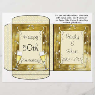 Kakao, Tee, Zider-Päckchen Goldene Hochzeit Favors Flyer