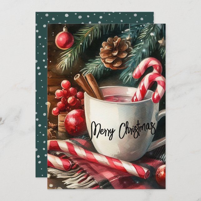 Kakao und Cheer Feiertagskarte (Vorne/Hinten)