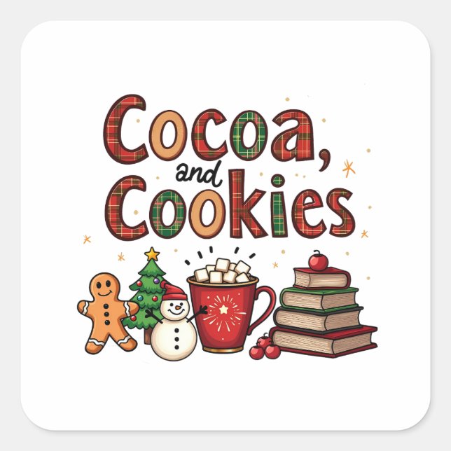 Kakao und Cookies Weihnachtsliebhaber Quadratischer Aufkleber (Vorderseite)