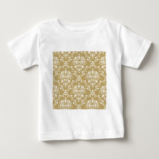 Kakao und Creme Damask Baby T-shirt (Vorderseite)