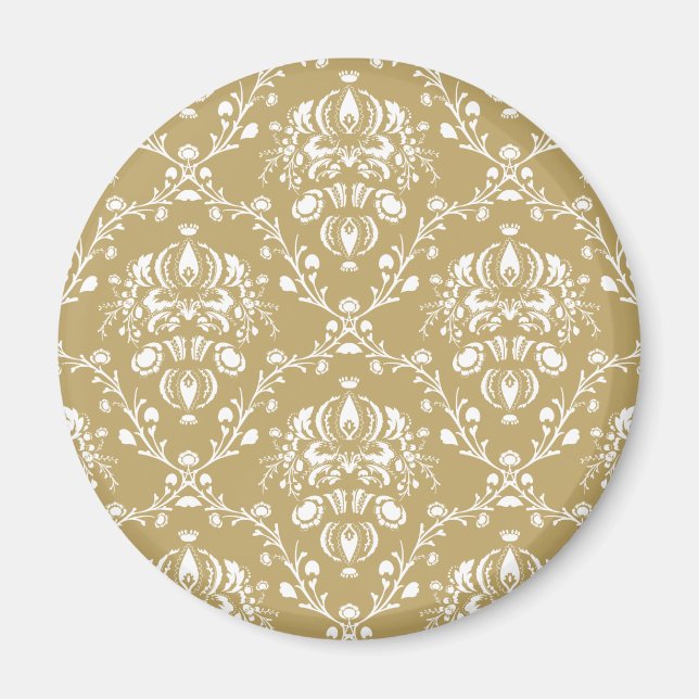 Kakao und Creme Damask Magnet (Vorne)