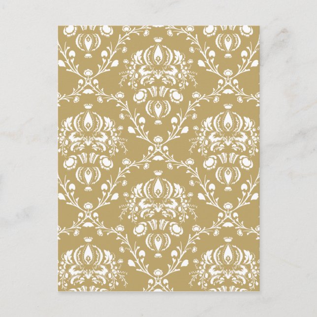 Kakao und Creme Damask Postkarte (Vorderseite)