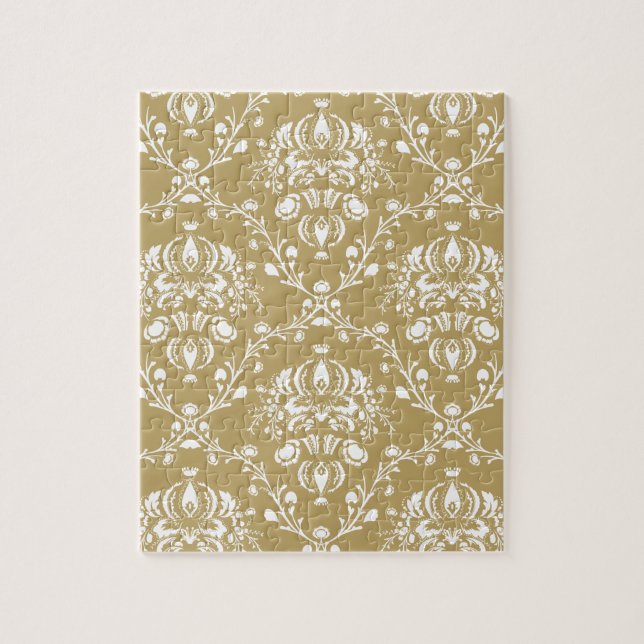 Kakao und Creme Damask Puzzle (Vertikal)