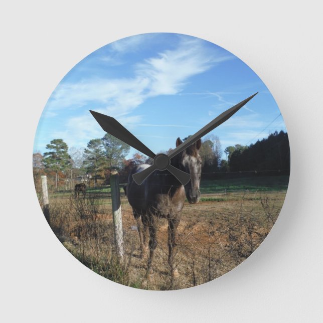 Kakao- und Cremopferpferd Runde Wanduhr (Vorderseite)