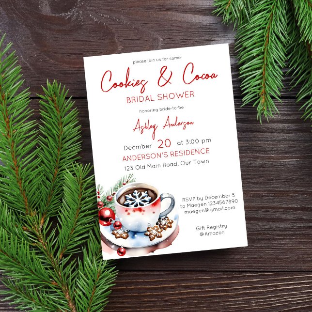 Kakao und Kakao Weihnachten Brautparty Einladung (Cookies and cocoa winter Christmas bridal shower editable template Invitation digital download)