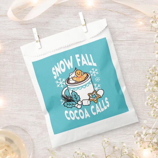 Kakao und Wintergarten - Schneefall-Kakaoanrufe Geschenktütchen (Ausgeschnitten)