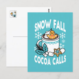 Kakao und Wintergarten - Schneefall-Kakaoanrufe Postkarte