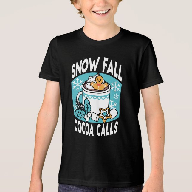 Kakao und Wintergarten - Schneefall-Kakaoanrufe Tri-Blend Shirt (Vorderseite)