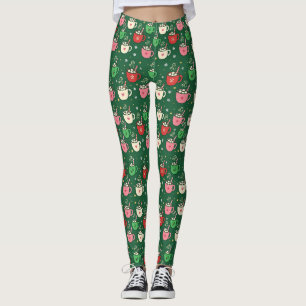 Kakaobecher Weihnachts-Pyjama-Hosen - Grüne PJ Leggings