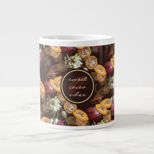 Kakaobohnen und Blume, Schokoladenmuster Jumbo-Tasse