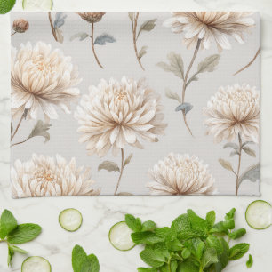 Kakaobraune Creme Floral Geschirrtuch