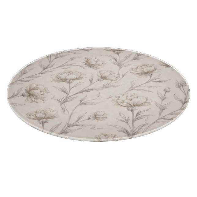 Kakaobraune Creme Floral Schneidebrett (Ecke)