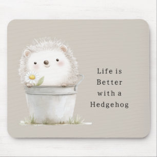 Kakaocreme-Igel-Margerite-Blumen-Eimer   Mousepad