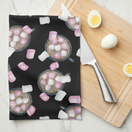 Kakaomarshmallow heiße Schokoladenkuchen Wintersch Geschirrtuch