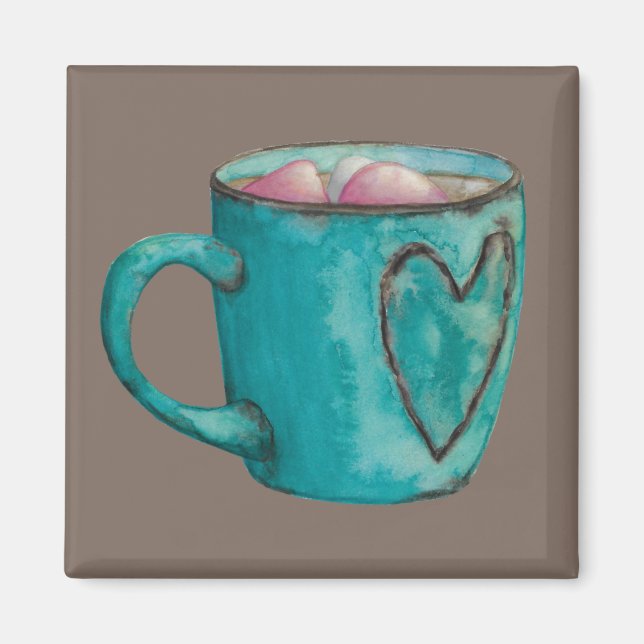 Kakaomarshmallow Hot-Schokolade-Tasse Winter Magnet (Vorne)