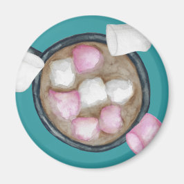 Kakaomarshmallows heißen Schokoladenkuchen im Wint Magnet