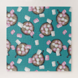 Kakaomarshmallows heißen Schokoladenkuchen im Wint Puzzle