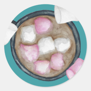 Kakaomarshmallows heißen Schokoladenkuchen im Wint Runder Aufkleber
