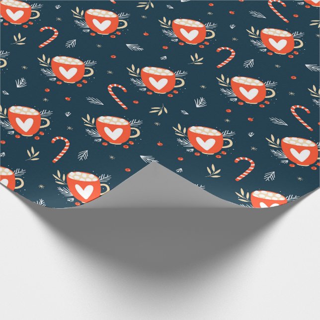 Kakaopulver und Candy Canes Geschenkpapier (Ecke)