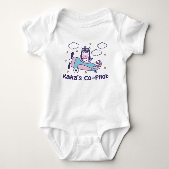 Kakas Co-Pilot - Einhornflugzeug Baby Strampler (Vorderseite)