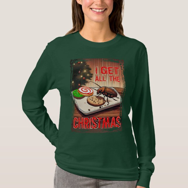 Kakerlaken essen Kekse hässliche Weihnachtsbäckere T-Shirt (Vorderseite)