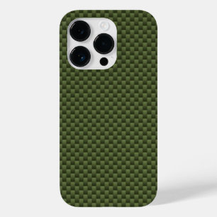 Kaki Green Carbon Fiber Automotive Texture Case-Mate iPhone 14 Pro Hülle