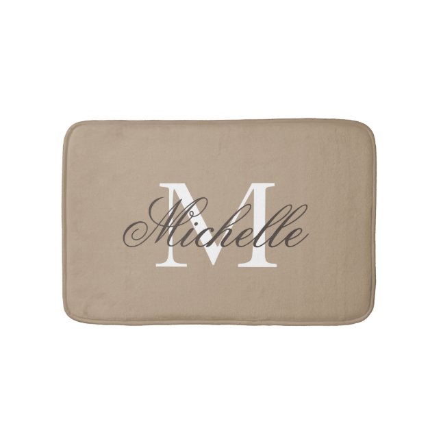 Kakifarbige beige Badmatte mit elegantem Badematte (Vorderseite)