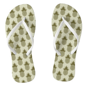 Kakifarbiges Ananas-Muster Flip Flops