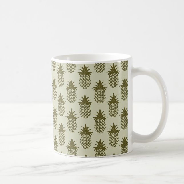 Kakifarbiges Ananas-Muster Tasse (Rechts)