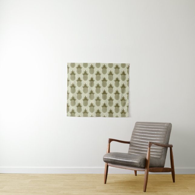 Kakifarbiges Ananas-Muster Wandteppich (Beispiel (Horizontal))