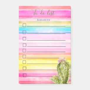 Kakteen-Aquarell-gestreifte To-Do-Liste Post-it Klebezettel