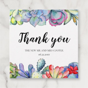 Kakteen-Aquarell-Hochzeit Geschenkanhänger