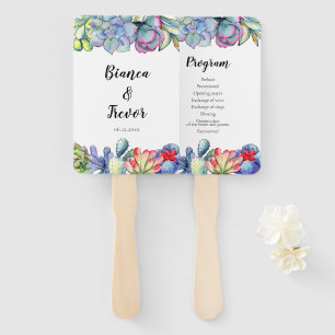 Kakteen Aquarell Hochzeitsprogramm Fächer