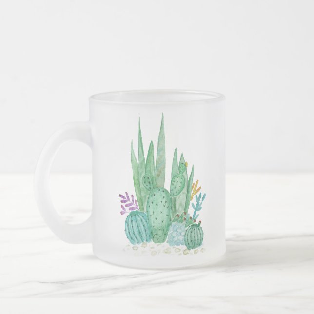 Kakteen, Aquarell Mattglastasse (Links)